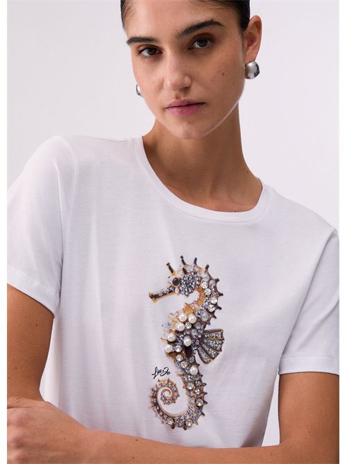 T-shirt con stampa e applicazioni LIU JO | WA6237JS923/P9778